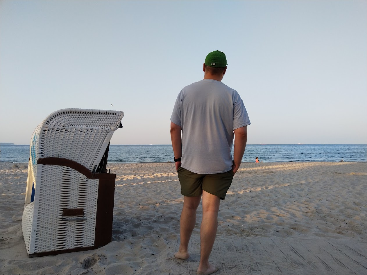 All three of us at the beach.