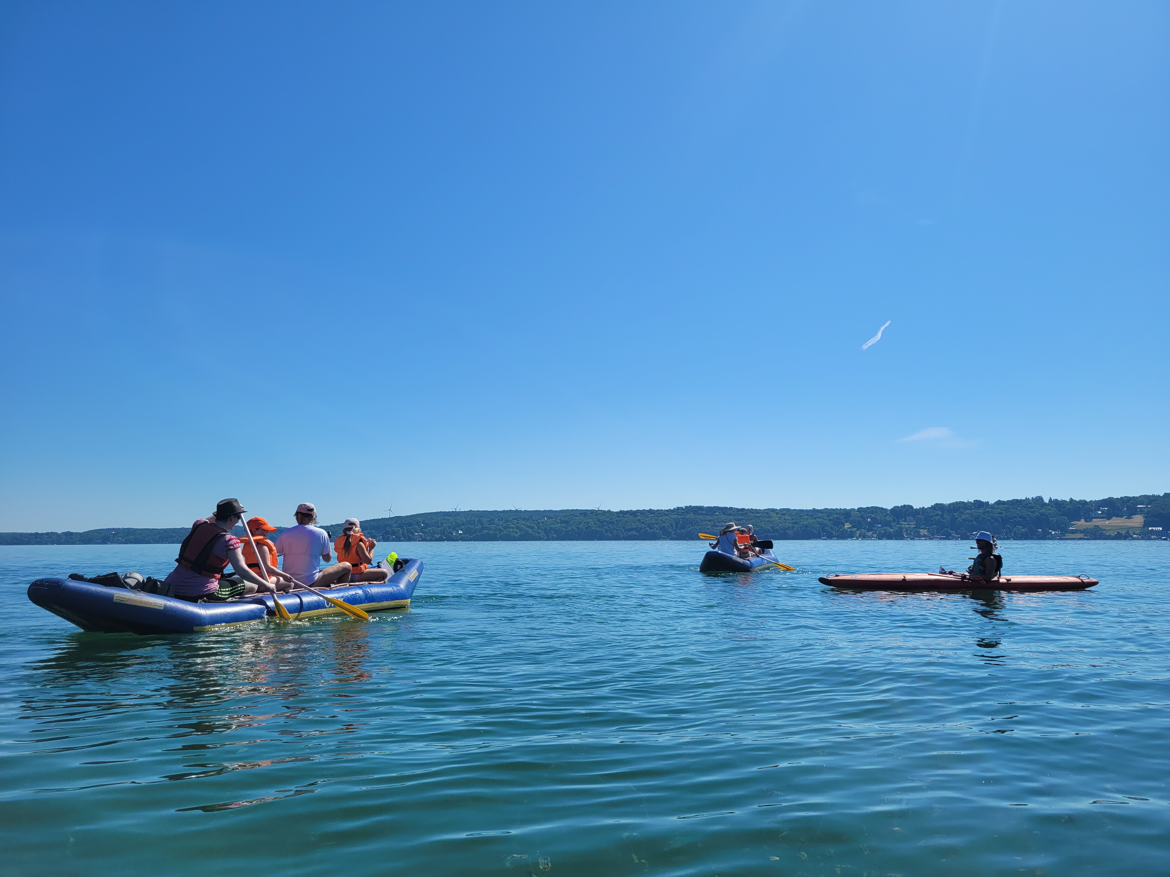 Adventure camp at a lake, here on a canoe.