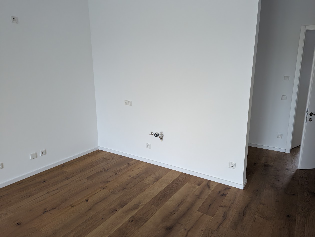 View on the corner where the kitchen will be.